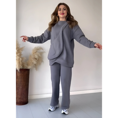 Silk Secret Rich Fleece Casual Drop Shoulder Tracksuit Suit With Bag
