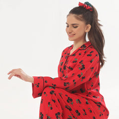 Silk Secret Cherry Linen Pajama Suit