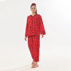 Silk Secret Cherry Linen Pajama Suit