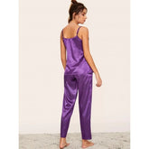 Purple Binding Cami And Pants Set For Women