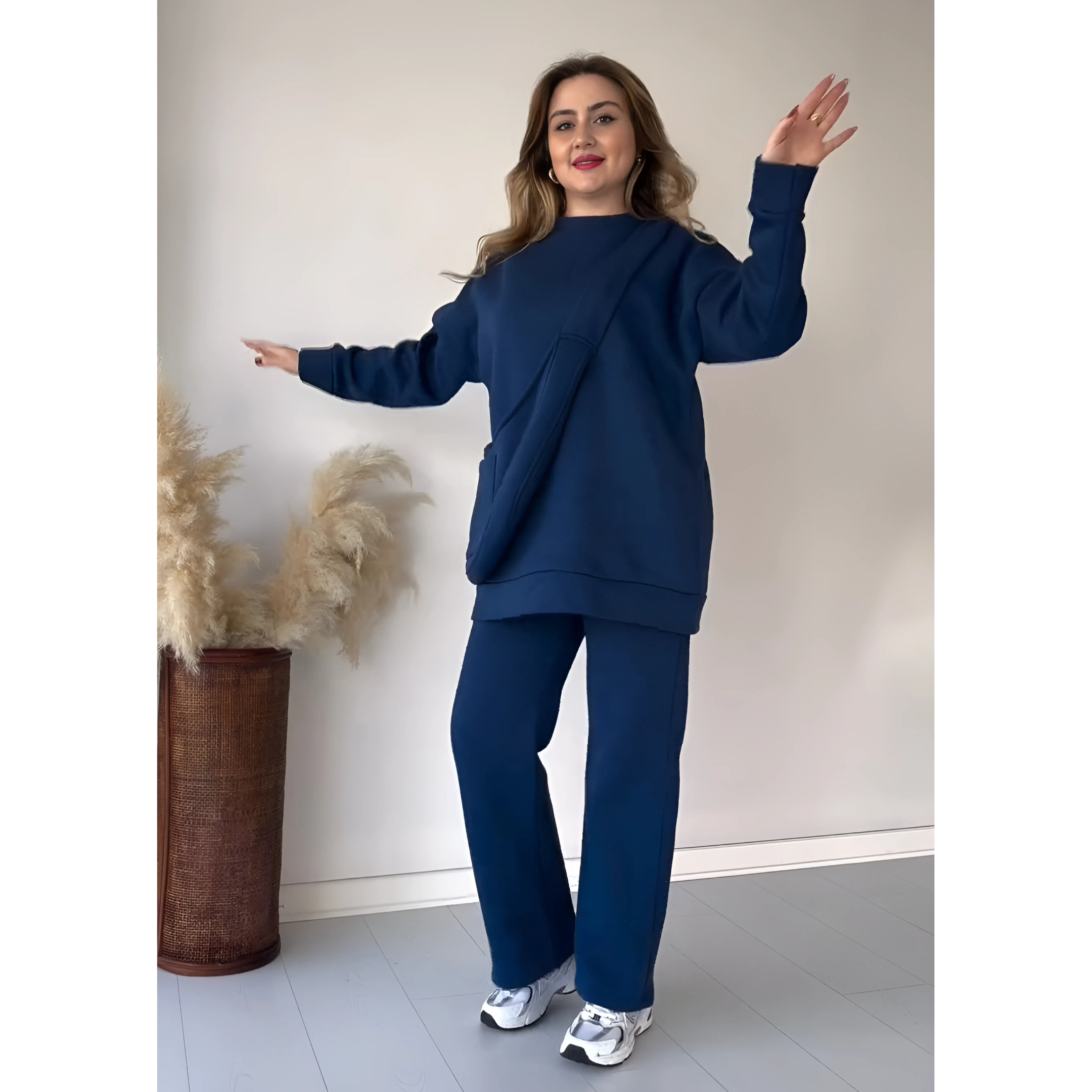 Silk Secret Rich Fleece Casual Drop Shoulder Tracksuit Suit With Bag