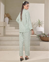 Silk Secret Linen Pajama Suit with Scrunchie - Spring Breeze
