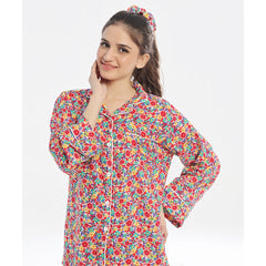 Silk Secret Linen Pajama Suit with Scrunchie - Chic Bloom