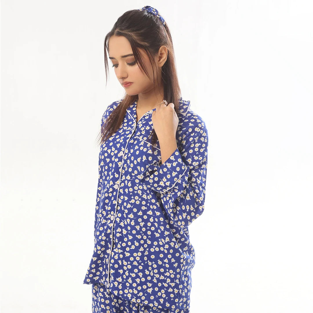 Silk Secret Mat Daisy Linen Pajama Suit
