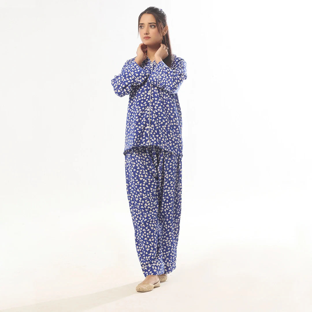 Silk Secret Mat Daisy Linen Pajama Suit