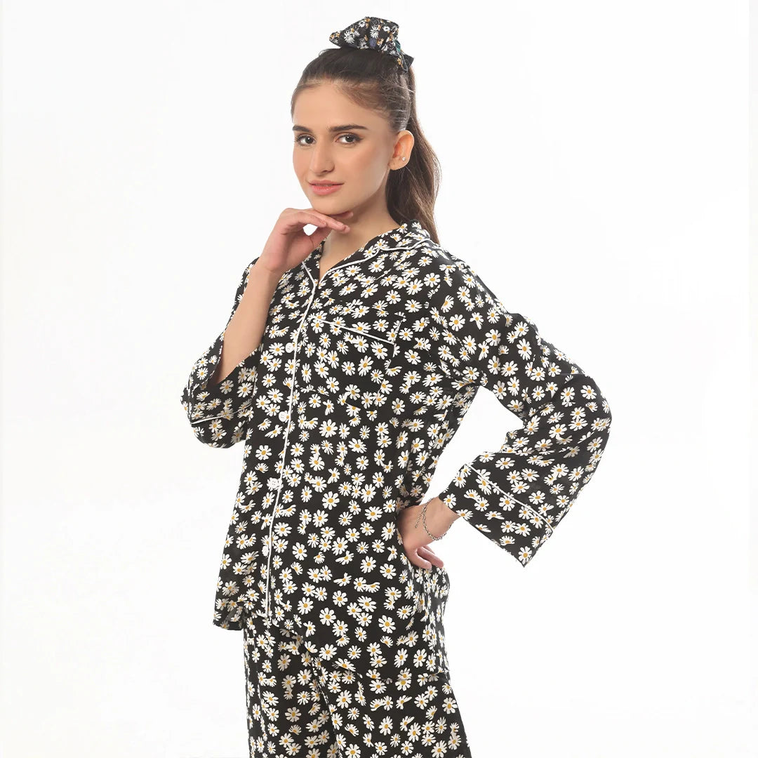Silk Secret Mat Daisy Linen Pajama Suit