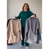 Silk Secret Rich Fleece Casual Drop Shoulder Tracksuit Suit With Bag