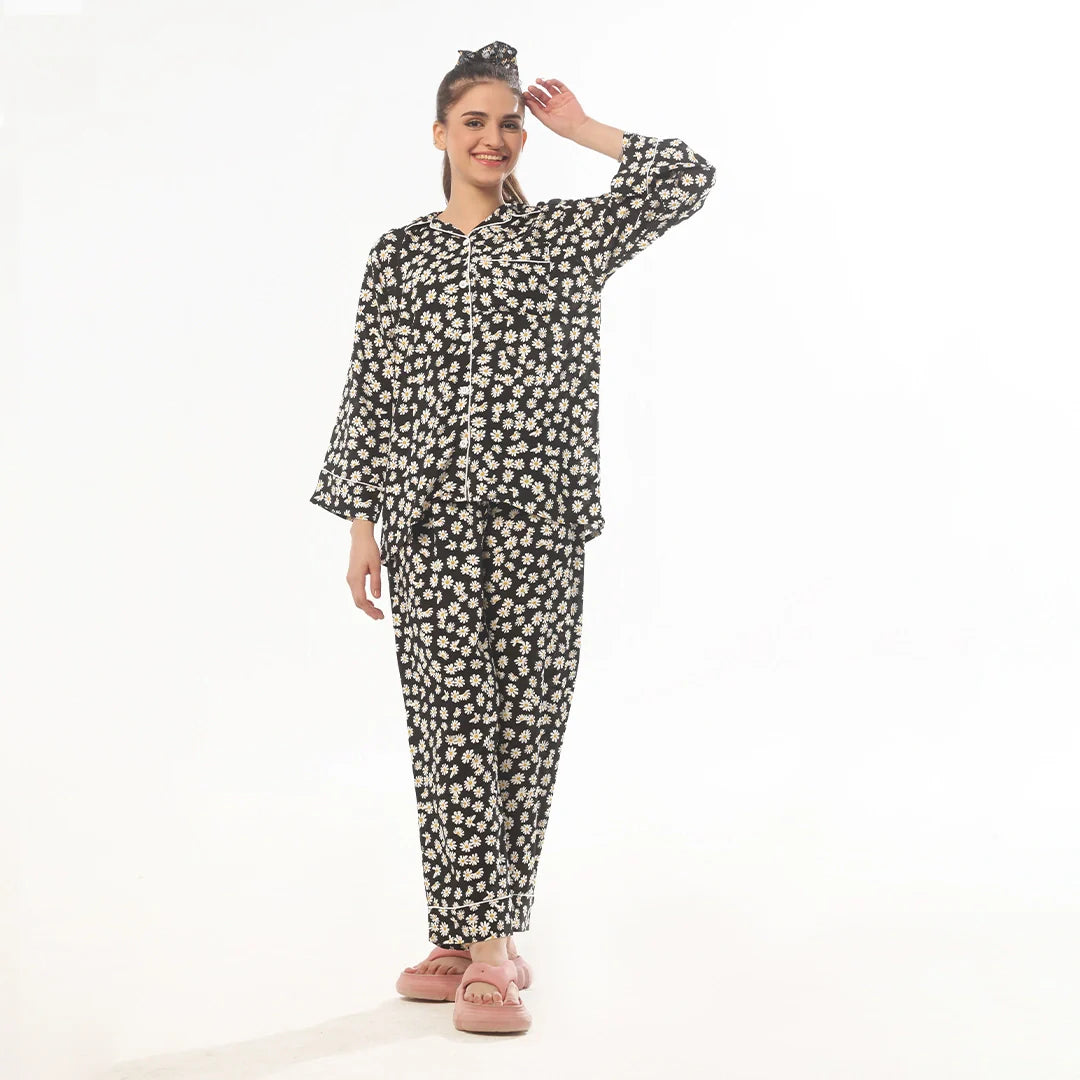Silk Secret Mat Daisy Linen Pajama Suit