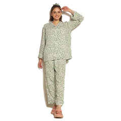 Silk Secret Mint Bloom Linen Pajama Suit