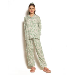 Silk Secret Mint Bloom Linen Pajama Suit