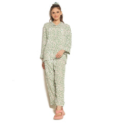Silk Secret Mint Bloom Linen Pajama Suit