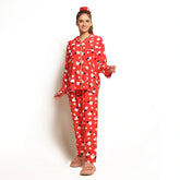 Silk Secret Sweetheart Red Linen Pajama Suit