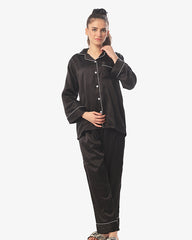 Silk Secret Silk Pajama Suit with Scrunchie - Pearl