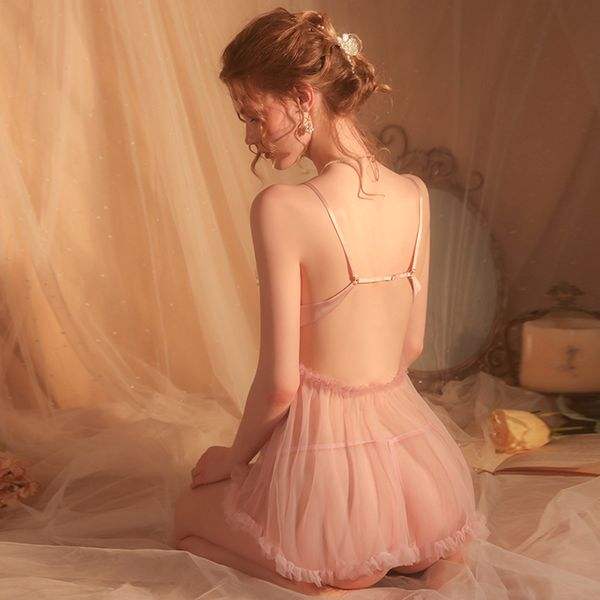 Silk Secret Pretty Flower Embroidered Transparent Short Lingerie