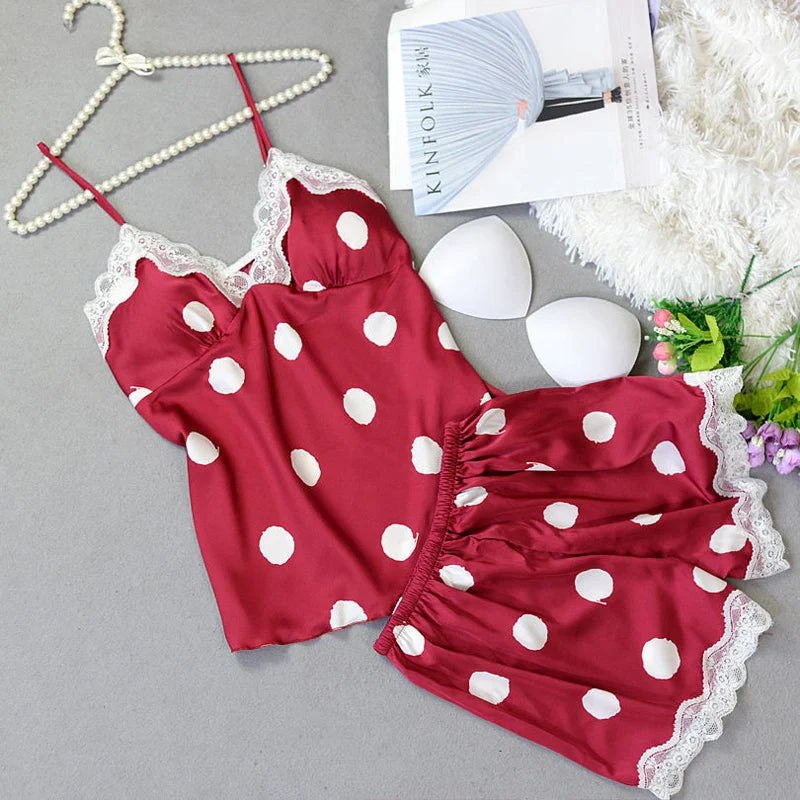Silk Secret Polka Dot - 2pc Silk Inner & Shorts Cami Set
