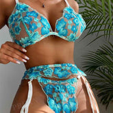Silk Secret Garter Set - Azure Bloom
