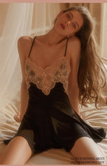 Silk Secret Priel Silk Lace Embroidered Short Lingerie