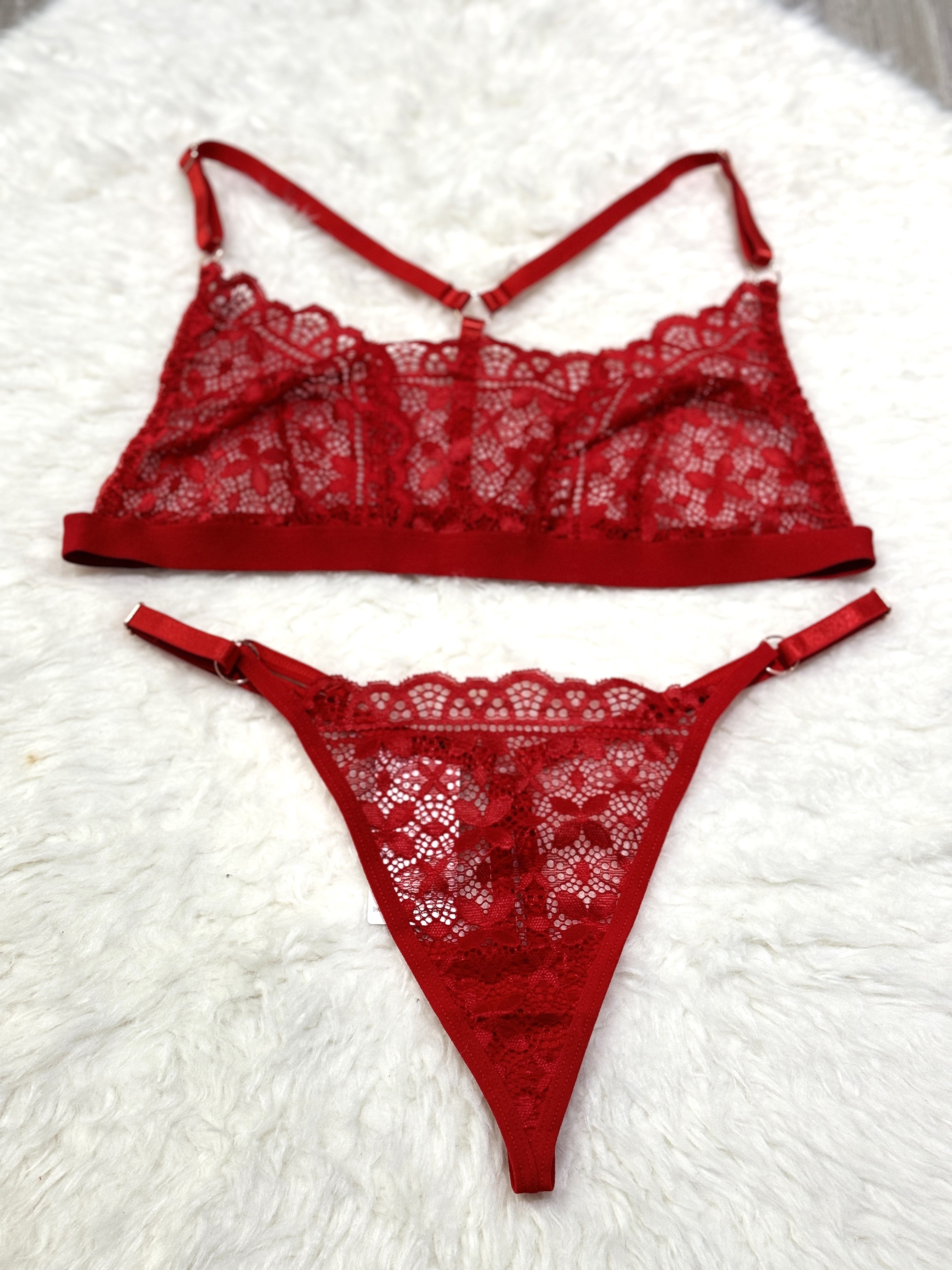 Silk Secret Temple Flowers Embroidery Bikini sexy red color non padded br a price in pakistan