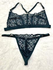 Silk Secret Temple Flowers Embroidery Bikini sexy green color non padded br a price in pakistan