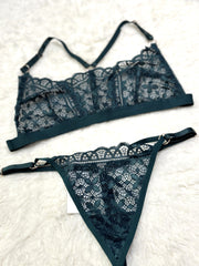 Silk Secret Temple Flowers Embroidery Bikini sexy green color non padded br a price in pakistan