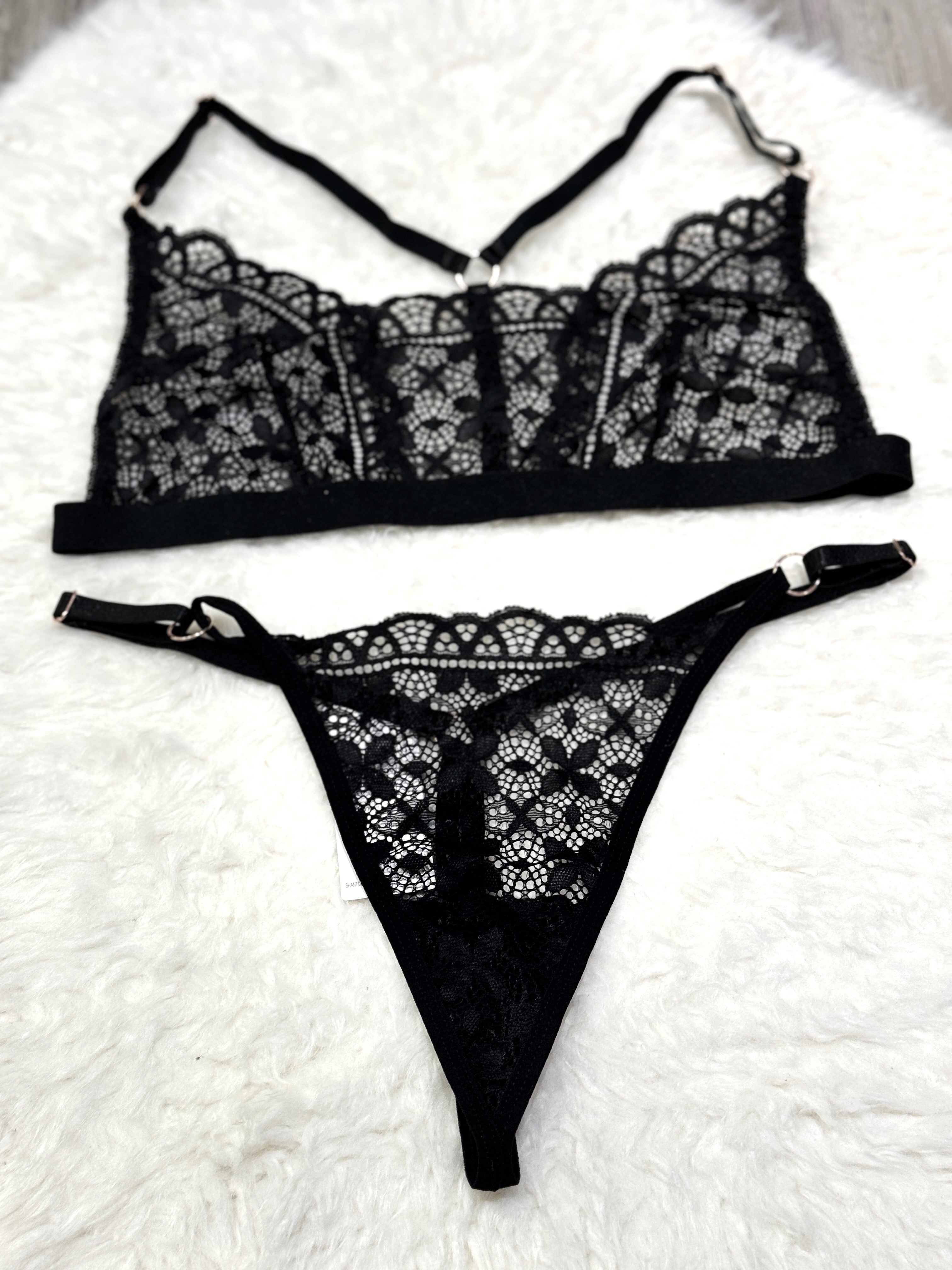 Silk Secret Temple Flowers Embroidery Bikini sexy black color non padded br a price in pakistan