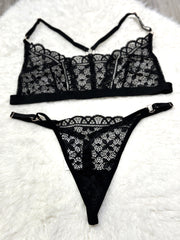 Silk Secret Temple Flowers Embroidery Bikini sexy black color non padded br a price in pakistan