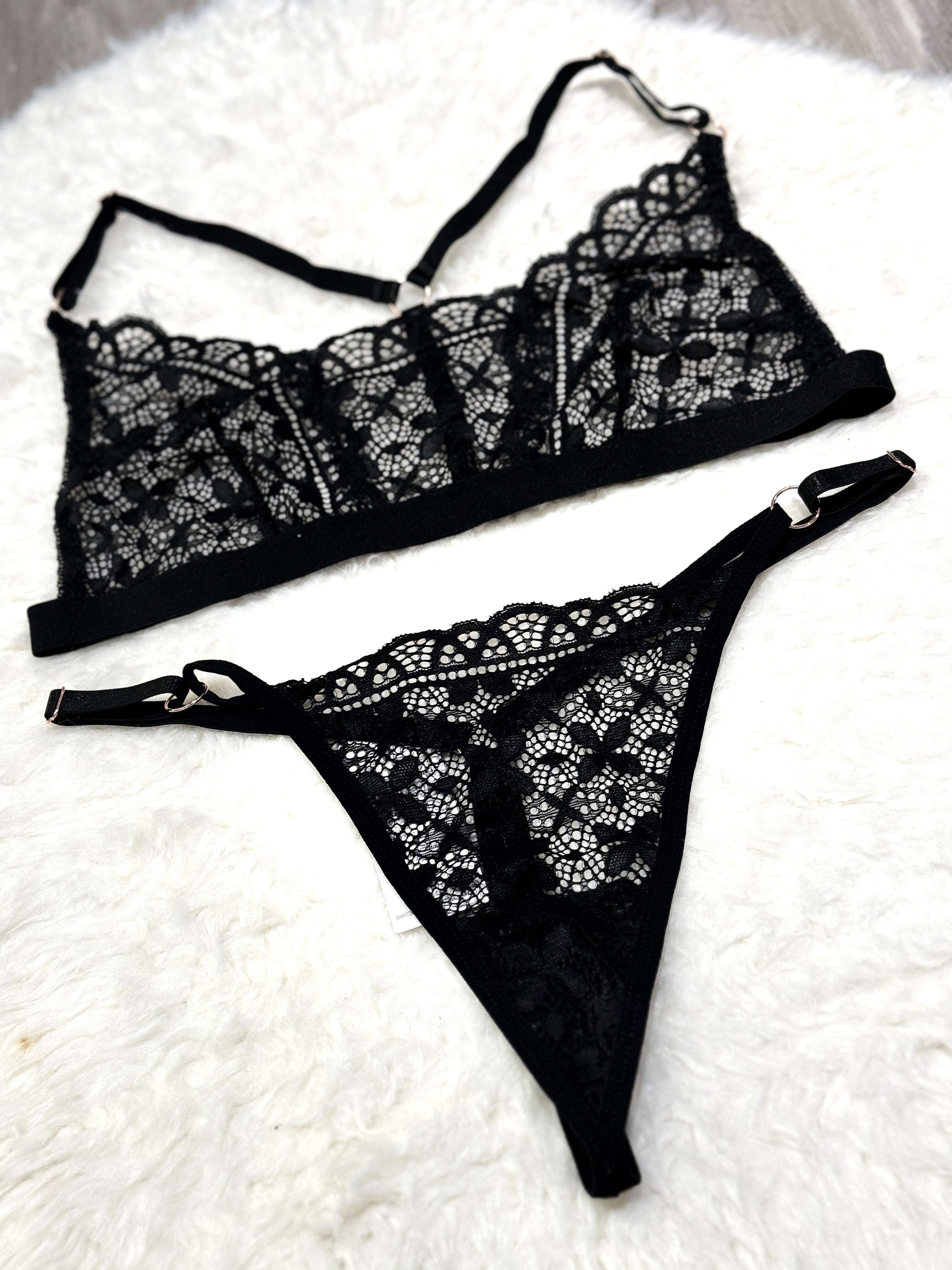 Silk Secret Temple Flowers Embroidery Bikini sexy black color non padded br a price in pakistan