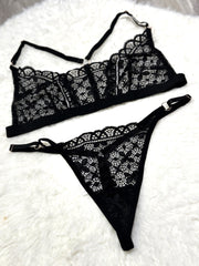 Silk Secret Temple Flowers Embroidery Bikini sexy black color non padded br a price in pakistan