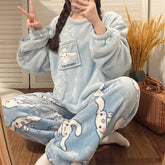 Silk Secret Blue Rabbit Fleece Pajama Suit