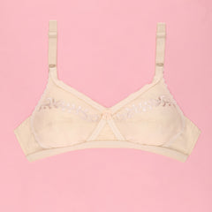 Silk Secret Cross Embroidered Casual Non Padded Wireless Bra