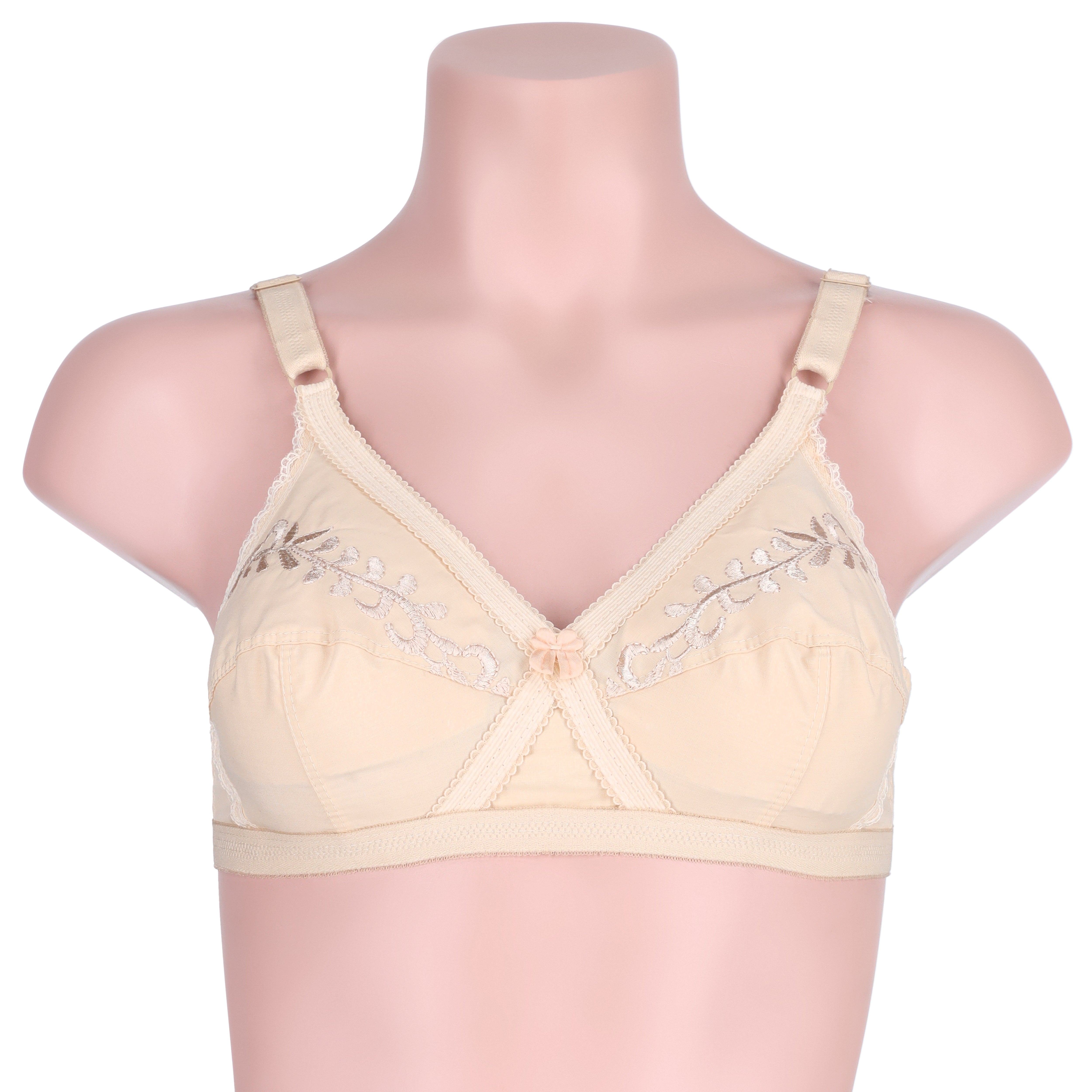 Silk Secret Cross Embroidered Casual Non Padded Wireless Bra