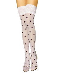 Silk Secret Polka Dots Women Leg Stocking White
