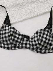 Silk Secret Plaid Check Non Padded Bra and Panty Set