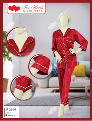 Silk Secret Milky 100% Silk Imported Pajama Suit maroon silk suit