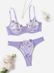 Silk Secret Fairy Floral Embroidery Bra and Panty set
