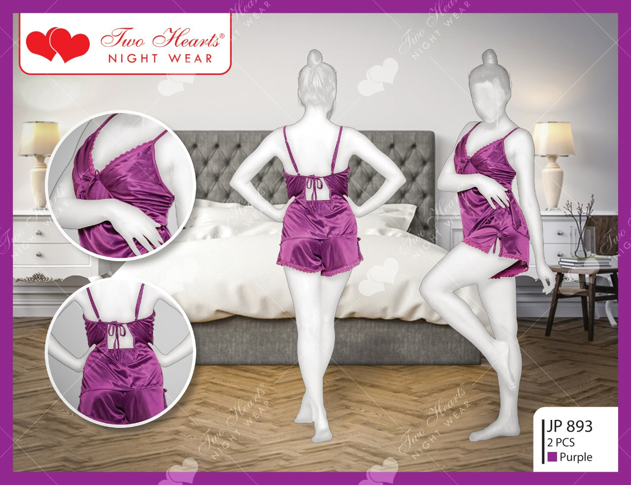 Silk Secret 2 Piece Inner Top and Short Silk Cami Set sexy undergarments for women and ladies price in pakistan