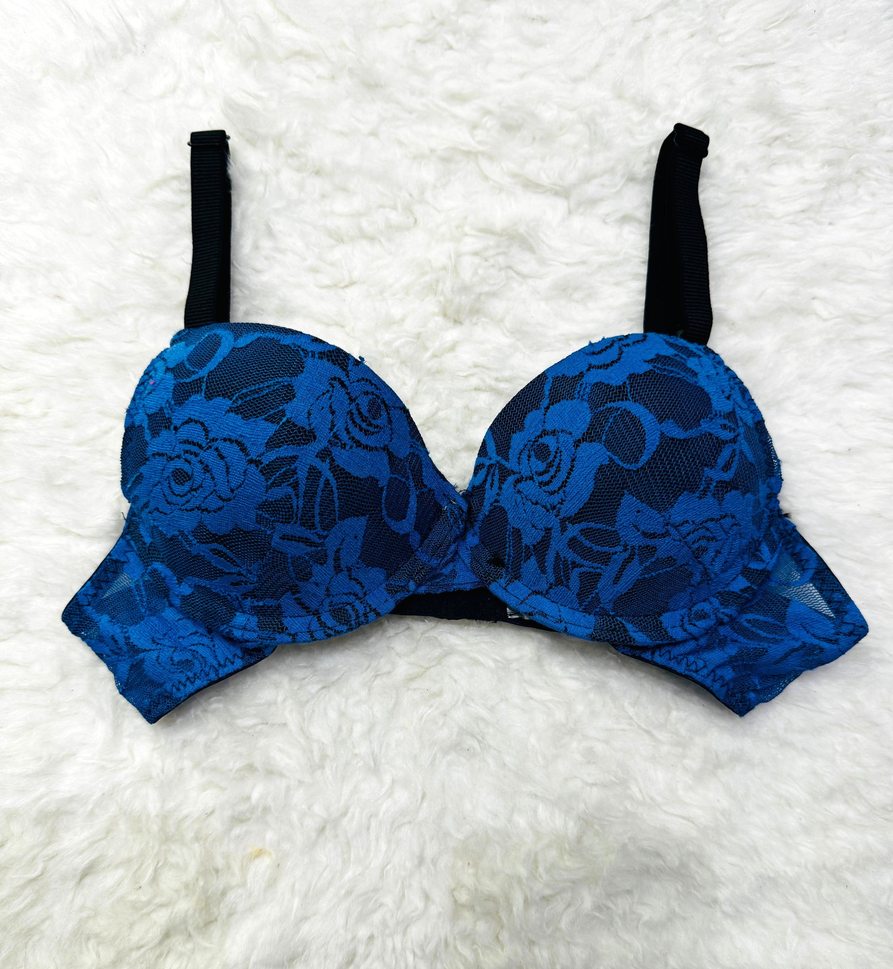 Silk Secret Spark Blue Floral Casual Padded Bra best quality unique design bra price in pakistan