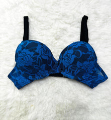 Silk Secret Spark Blue Floral Casual Padded Bra best quality unique design bra price in pakistan