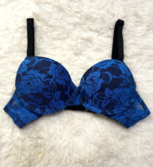 Silk Secret Spark Blue Floral Casual Padded Bra best quality unique design bra price in pakistan