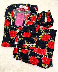 Silk Secret Galaxy Boski Linen Printed Pajama Love Rose