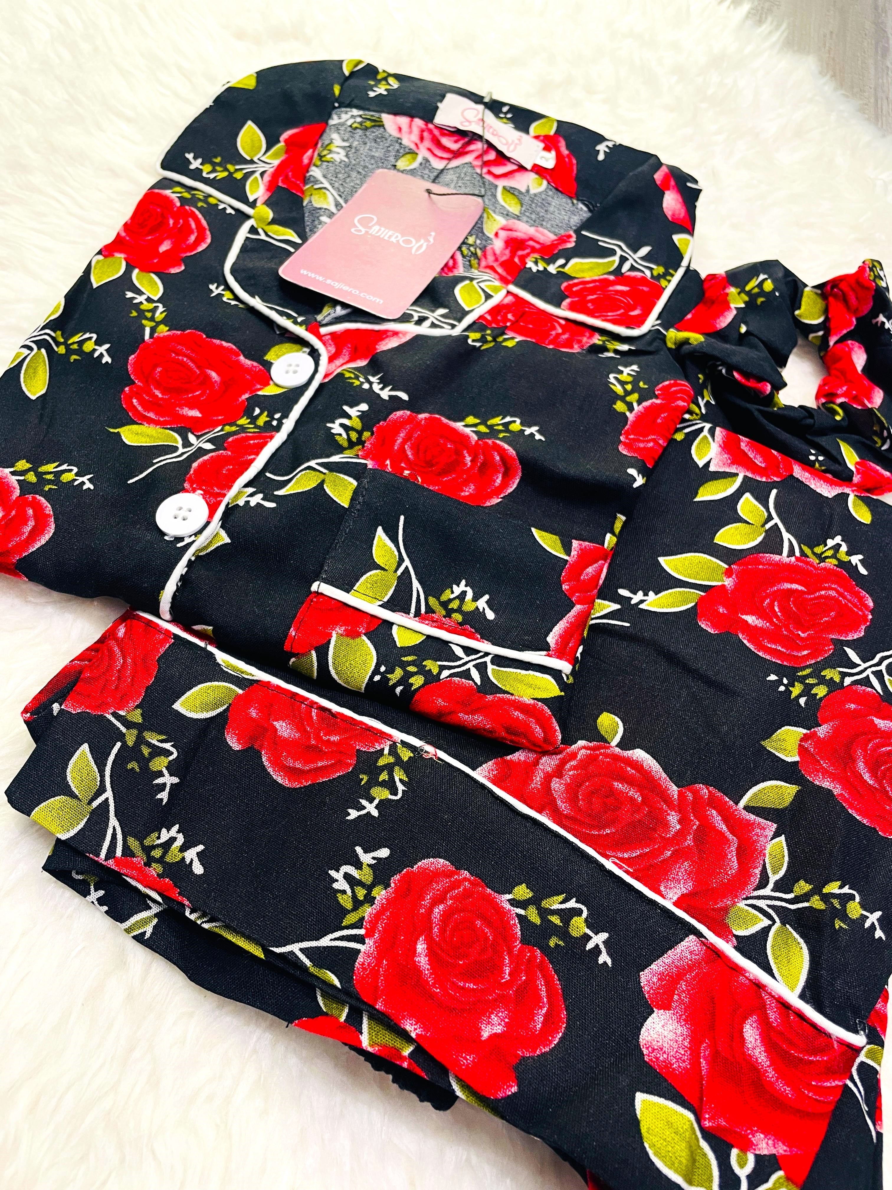 Silk Secret Galaxy Boski Linen Printed Pajama Love Rose