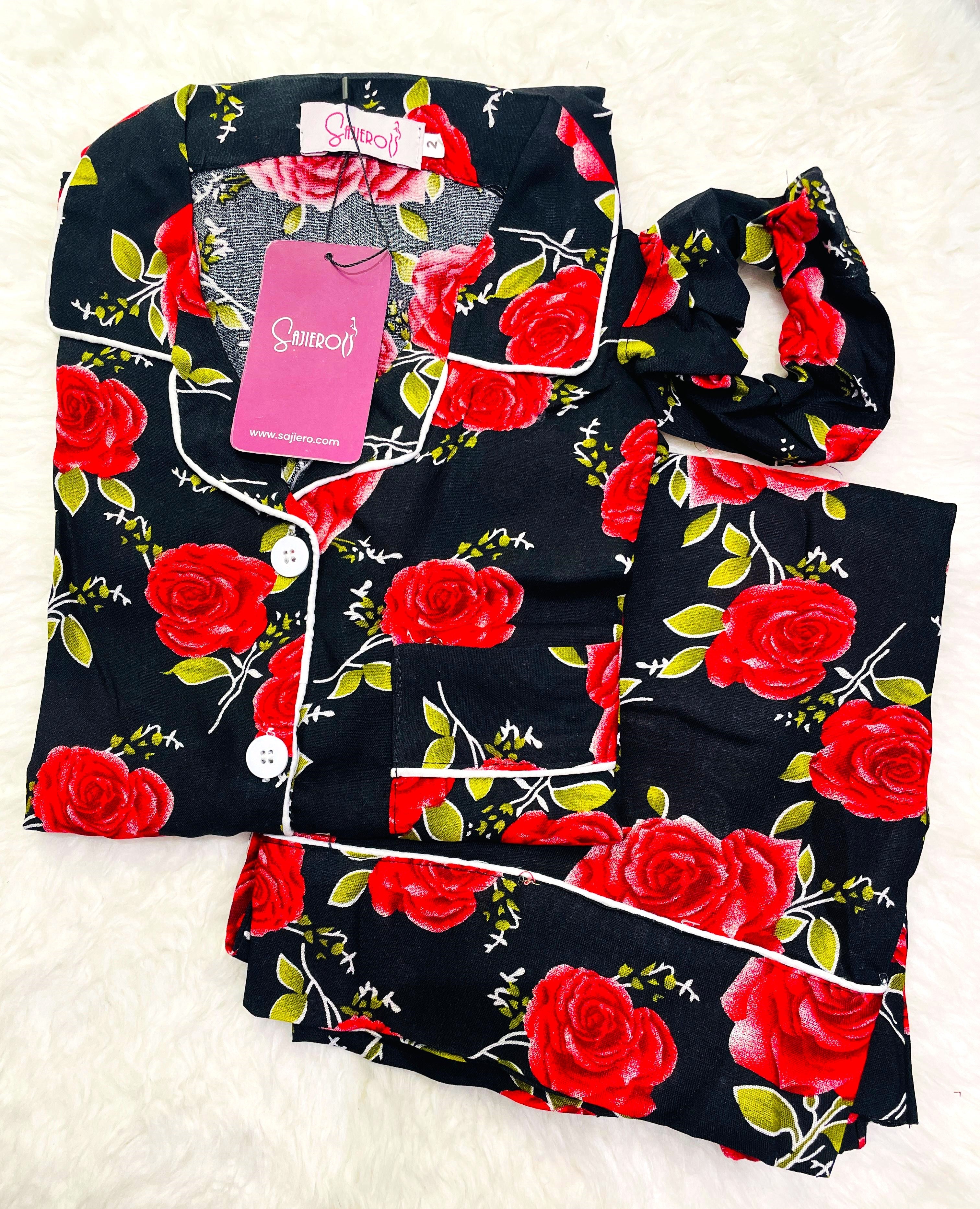 Silk Secret Galaxy Boski Linen Printed Pajama Love Rose