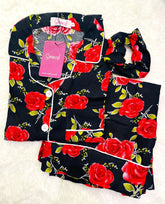 Silk Secret Galaxy Boski Linen Printed Pajama Love Rose