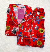 Silk Secret Galaxy Funky Printed Boski Linen Pajama Maroon