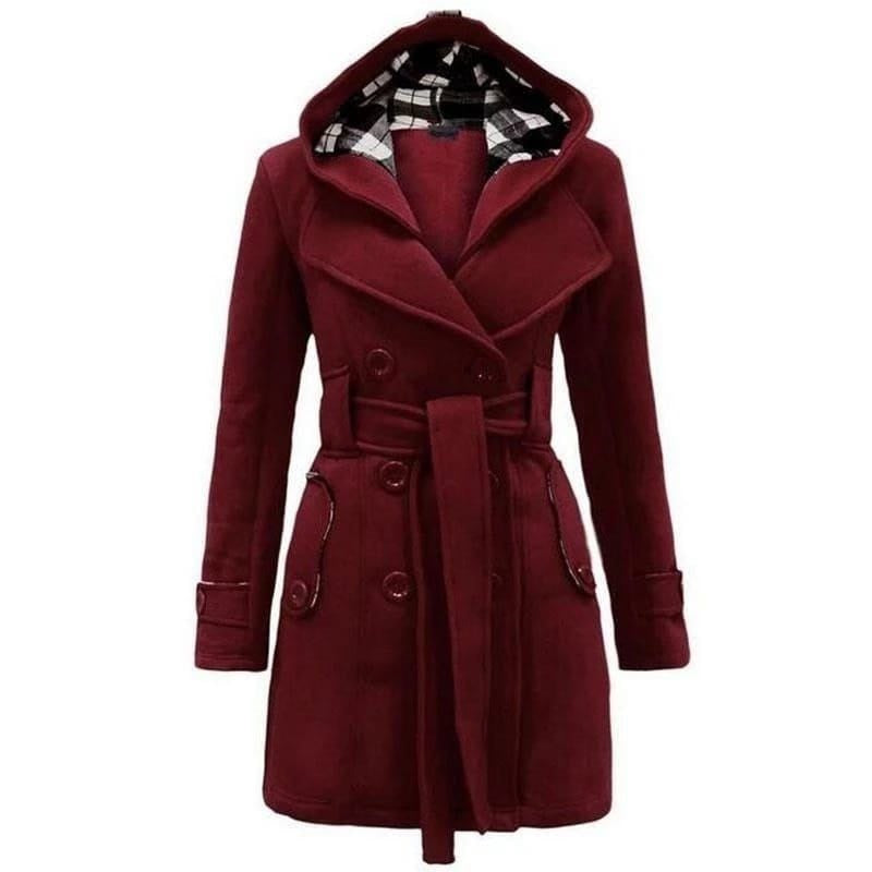 Silk Secret Fleece Double Breasted Waist Belt Long Coat