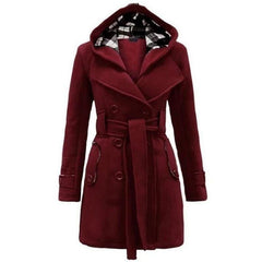 Silk Secret Fleece Double Breasted Waist Belt Long Coat