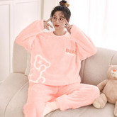 Silk Secret Happy Bear Fleece Pajama Suit