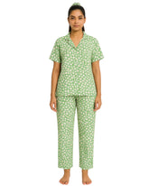 Silk Secret Linen Pajama Suit with Scrunchie - Lime Petal