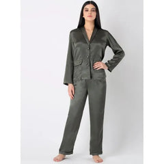 Women'S Charcoal Buttondown Sleepwear Pj Set. Sm-250