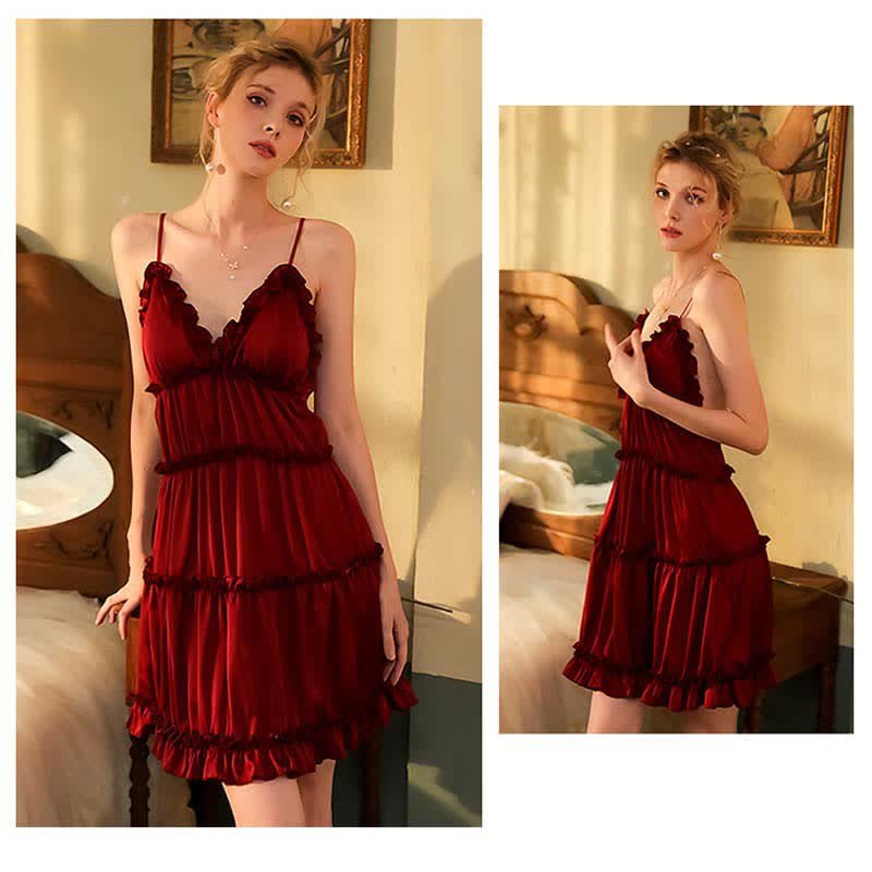 Buy Backless V-neck Sexy Satin Slip Dress Nightdress in Pakistan